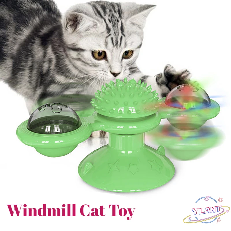 

SWT Scratching Tickle Cats Hair Brush Cat Toys Interactive Puzzle Smart Pet Toys Windmill Cat Toy Funny Turntable Teasing Toy