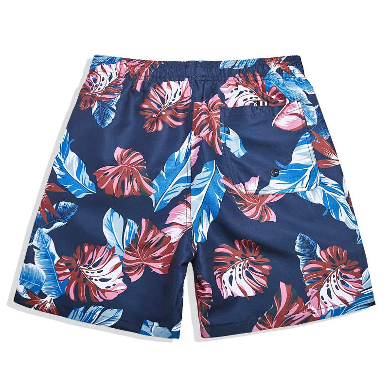 

F16 Plant Print Sexy Beach Shorts Swim Trunks Quick Dry Men Swimsuits Sports Gym Breathable Loose Shorts Male Bikini Swimwear