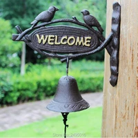 wrought iron doorbell cast iron hand bells retro two little birds modelling welcome bell for coffee shop home