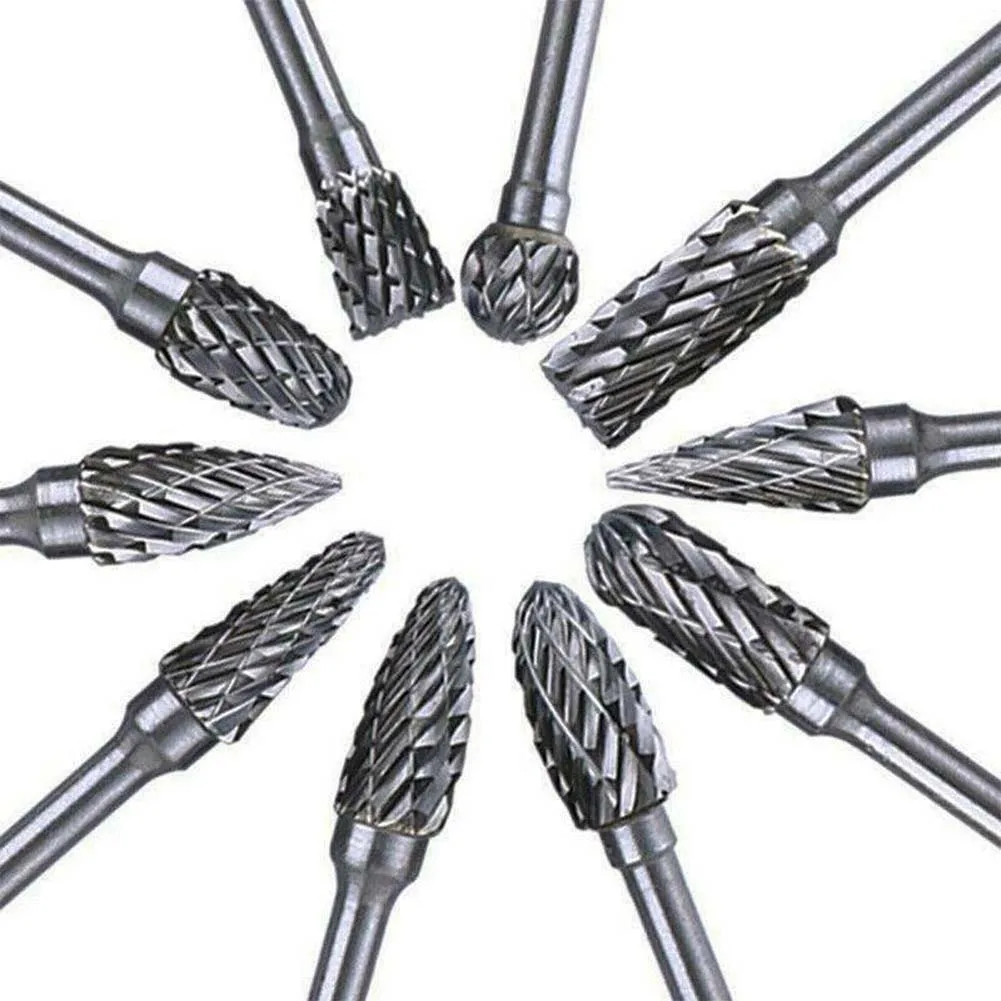 

10pcs Rotary Burr Set Tungsten Carbide 1/8"Shank Grinder Bit Durable