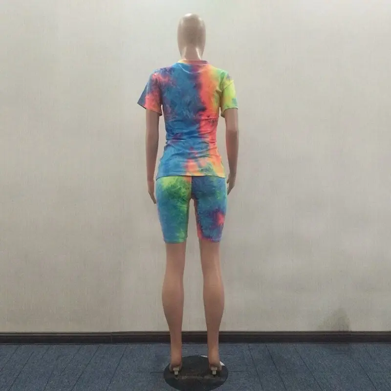 

Seamless Fitness Suit V-Neck Tie-Dyed Colorful Female Slimming Tank Tops Breathable Quick Dry Shorts Buttery Soft Gym Wear