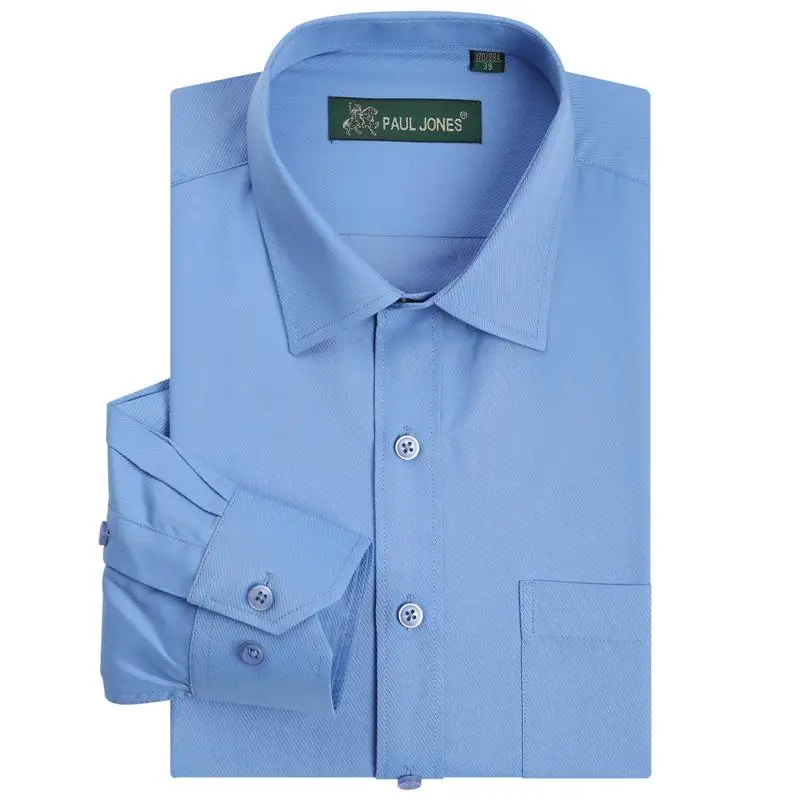 Мужская Однотонная рубашка с одним нагрудным карманом Классическая формальная