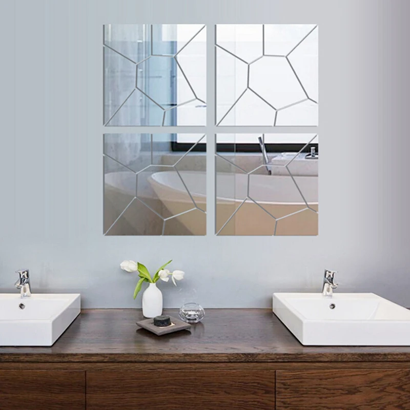 7 шт геометрические головоломки комбинации кристалл стерео зеркало стикер стены