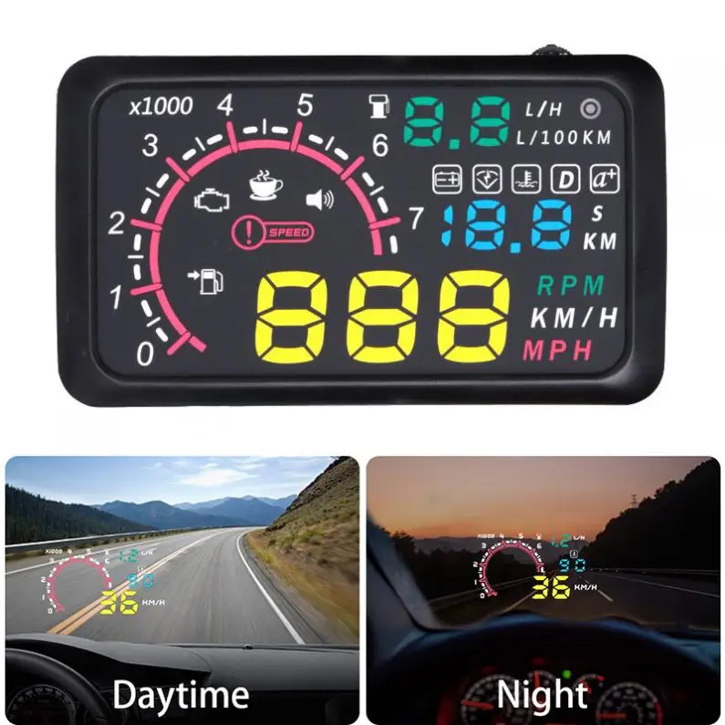 

5.5 Inch Auto OBDII OBD2 Port Car Hud Head Up Display KM/h MPH Overspeed Warning Windshield Projector Alarm System New