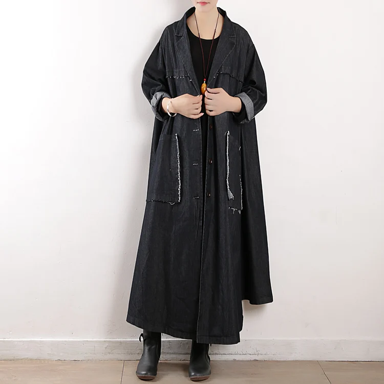 Новое Женское джинсовое пальто свободного покроя длинное из джинсовой ткани