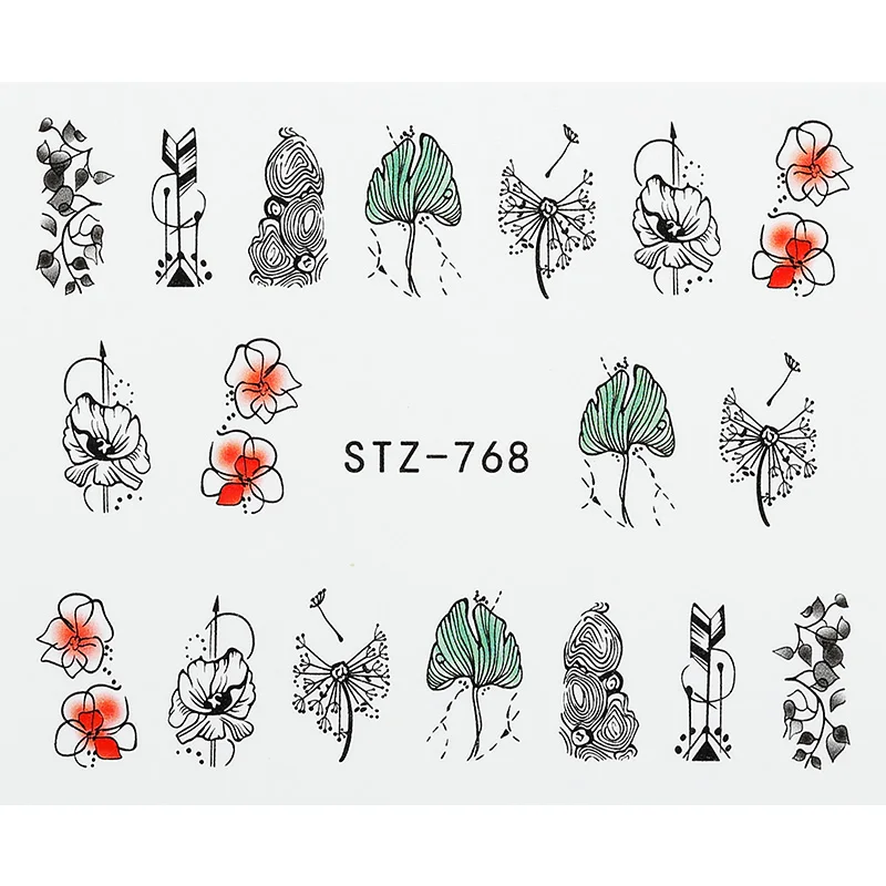 Элегантные водяные наклейки для ногтей Наклейка ожерелье Цветочный дизайн