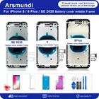 Задняя крышка батарейного отсека для iPhone SE 2020 8 8Plus + средняя рамка Шасси + лоток для SIM-карты + запчасти для боковых ключей чехол без гибкого кабеля