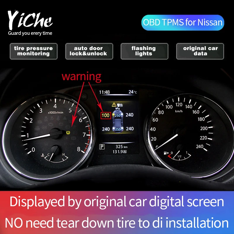 YICHEnew Teana Новый X trail новый Tiida Kick Venucia T70 T70X OBD TPMS система контроля давления в шинах