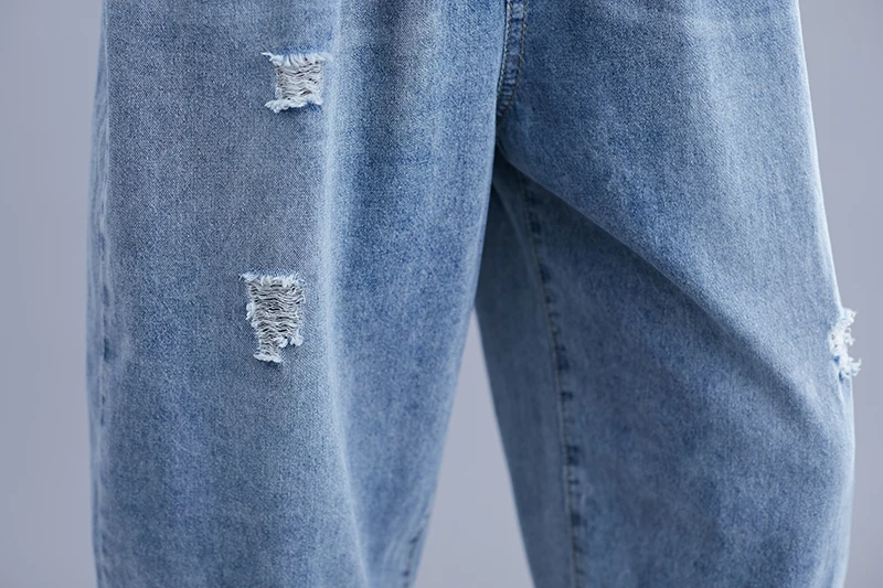 

Jeans Large Size Women's Clothing 2020 Summer New Korean Loose Jeans Female Casual Wild Elastic Waist Nine points Pants Z427