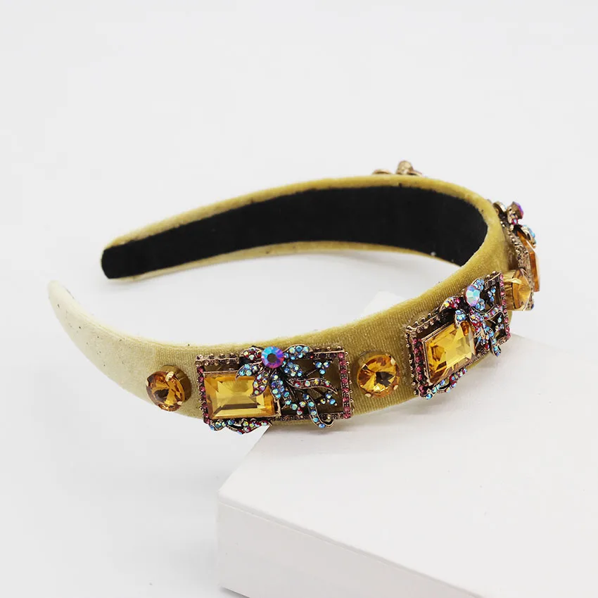 European and American Baroque flannel color rhinestone headband luxury temperament geometric ball wild personality 882 | Украшения и