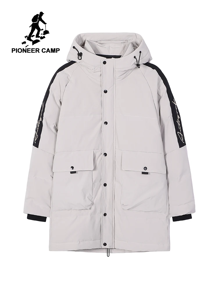 Pioneer Camp зимняя белая куртка мужская с капюшоном Толстая ветровка на молнии пузырь