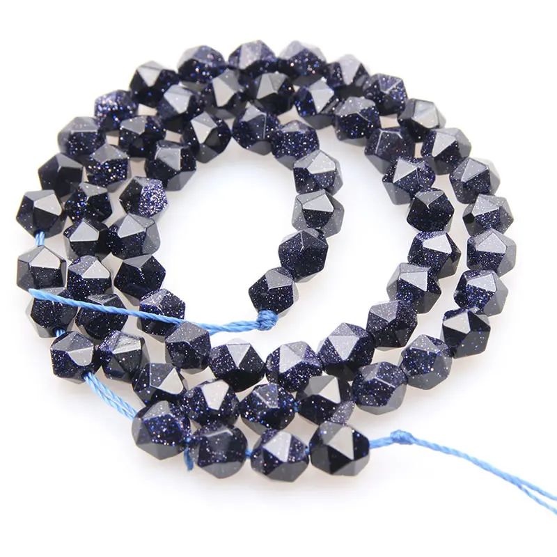 Оптовая продажа бусины из натурального камня с гранями голубой песчаник для