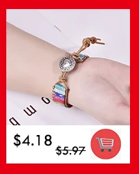 Boho натуральный камень Обернуть Кожаный браслет для женщин винтажное Дерево жизни талисманы браслеты из камней размер регулируемые вечерние подарок