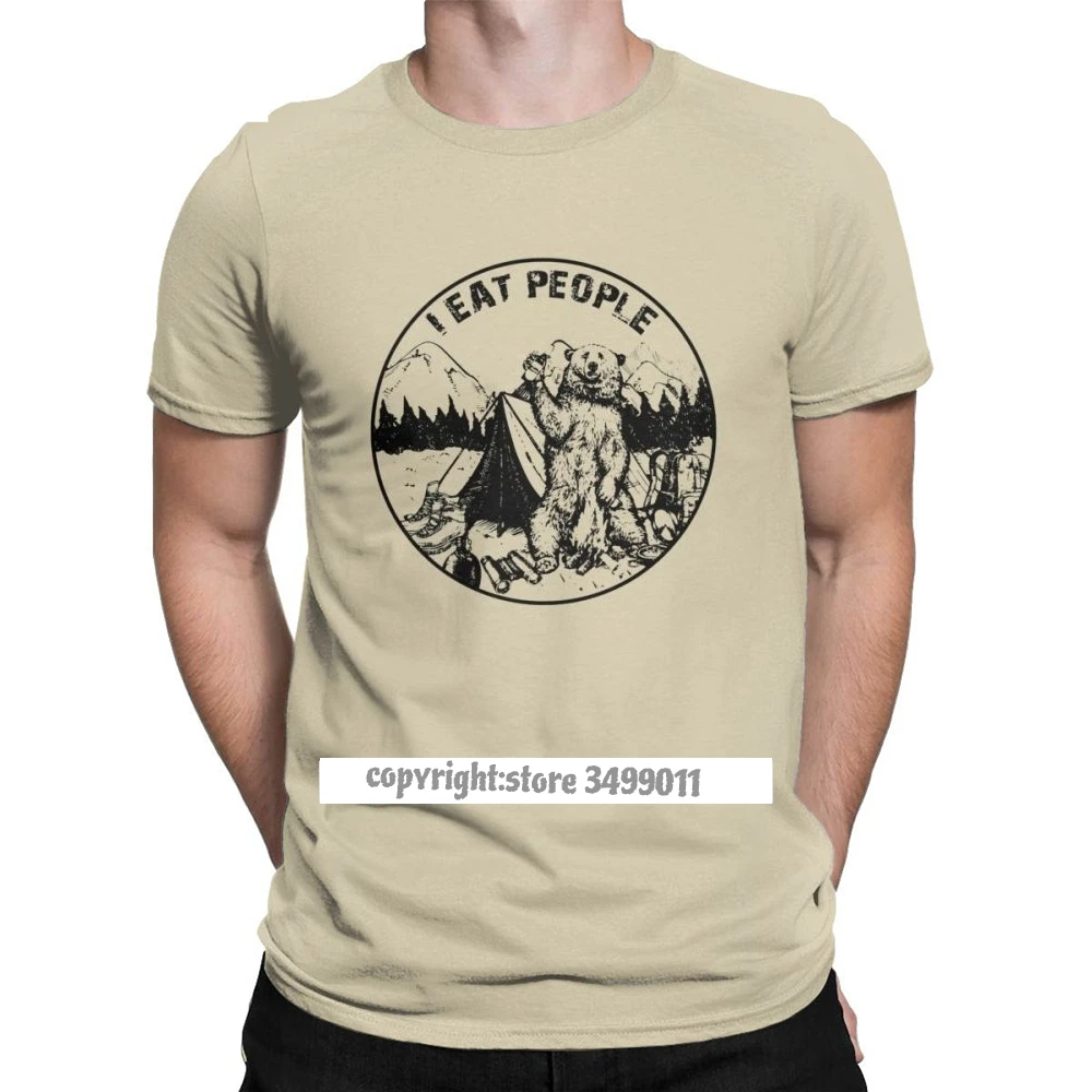 Модная мужская футболка I Hate People Eat Bear походные рубашки для кемпинга классические