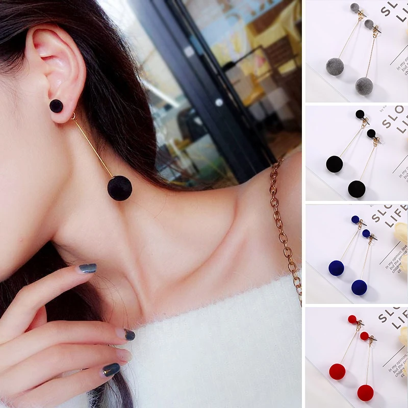 Двойные серьги в форме капель осень зима новый стиль ювелирные изделия Hairball для