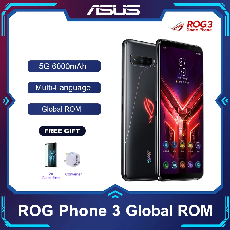 

ASUS ROG Phone 3 5G Smartphone Snapdragon 865/865Plus 128GB 256GB Rom 6000mAh NFC Android Q 144Hz FHD+ AMOLED Gaming phone ROG3