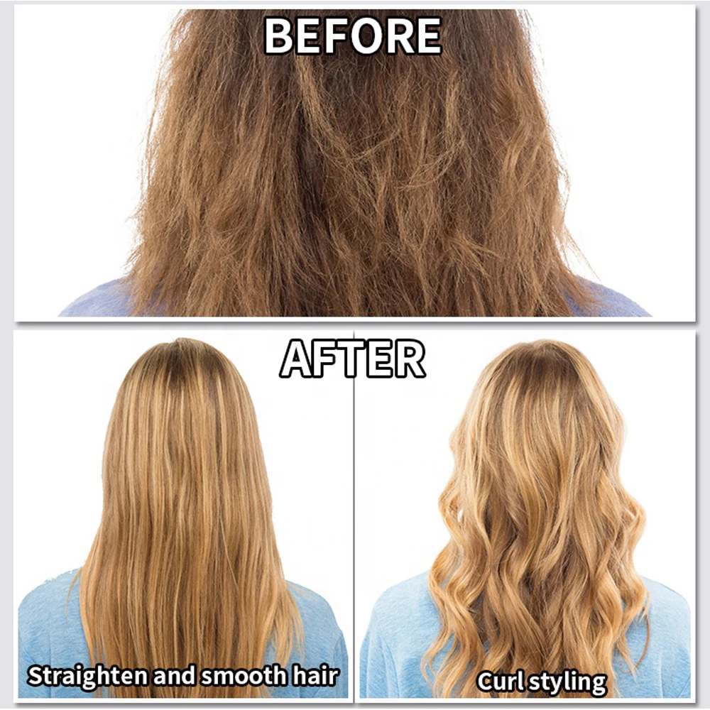 

Ceramic Hair Straightener Hair Curling Iron Hair Curler 2 in 1 Perm Splint Negative Ions Nourish Hair LCD Temp Display Styler