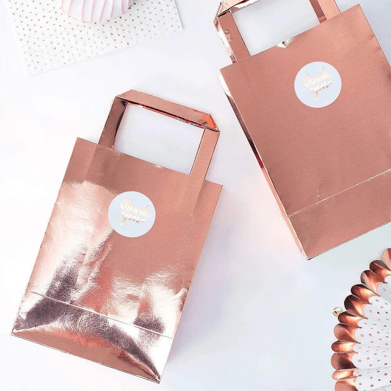 

Rose Gold Foil Thank You Stickers 500 pcs 1.5 inch Circle Adhesive Label Sticker for Wedding Birthday Party decoration (1 Roll)