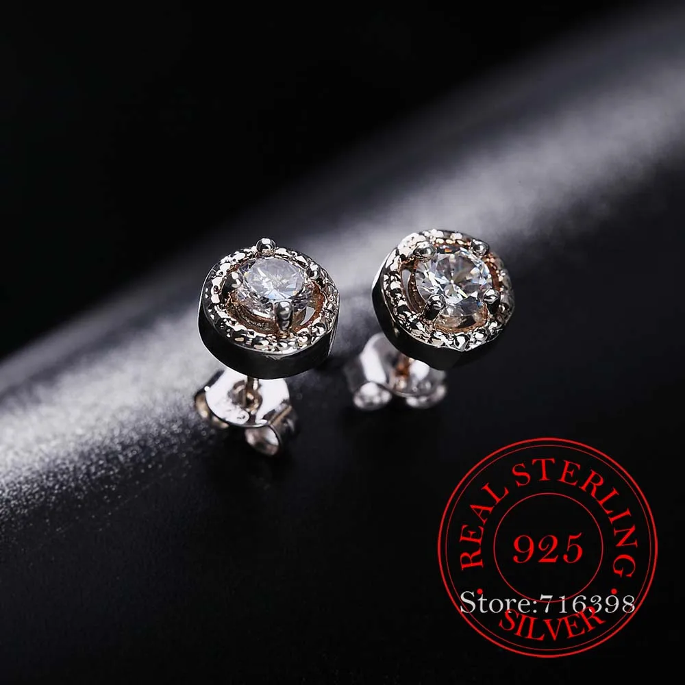

High Quality 925 Sterling Silver Women Jewelry Korean Silver Cute Crystal Stud Ear Earrings for Women 2020 Wedding Party Gift