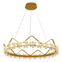 nordic light crystal princess restaurant chandelier creative crown pink living room led lamp modern simple bedroom study lamp