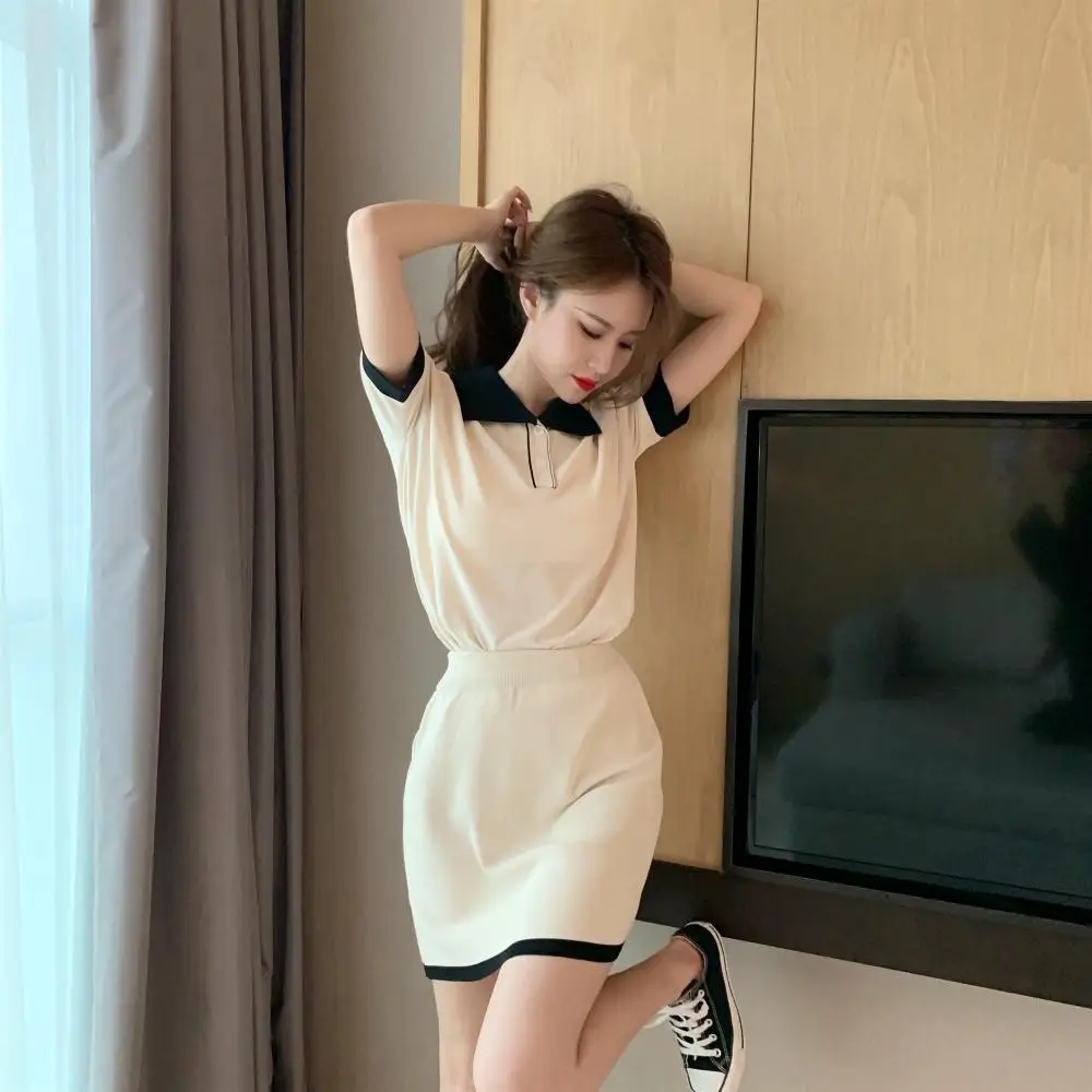 

new knitting small pure and fresh and reduce age suits summer female brim melting fashionable skirt two-piece o