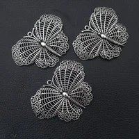 2pcslot silver plated butterfly charm metal pendants diy necklaces bracelets jewelry handicraft accessories 6848mm p151