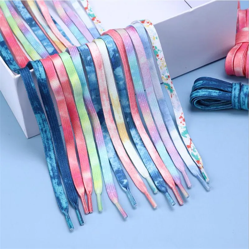 

120cm Oil Painting High-top Canvas Sneakers Shoelaces Colorful Tie Dye Candy Colors Fashion Women Men Flat Shoe Laces Strings