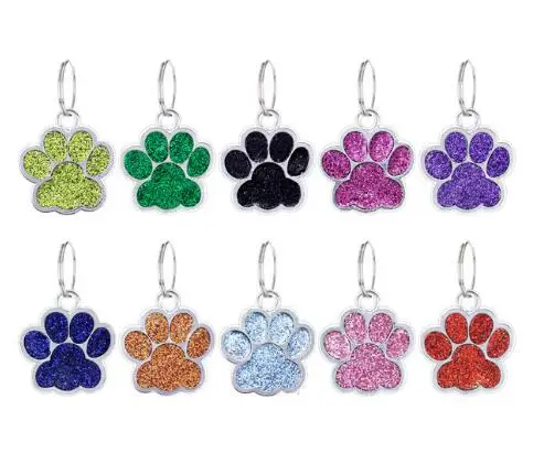 

20pcs/lot 25x27mm Colors Bling Bear Dog Paw Pendant Charms With Jump Ring Fit For DIY Keychains Necklace