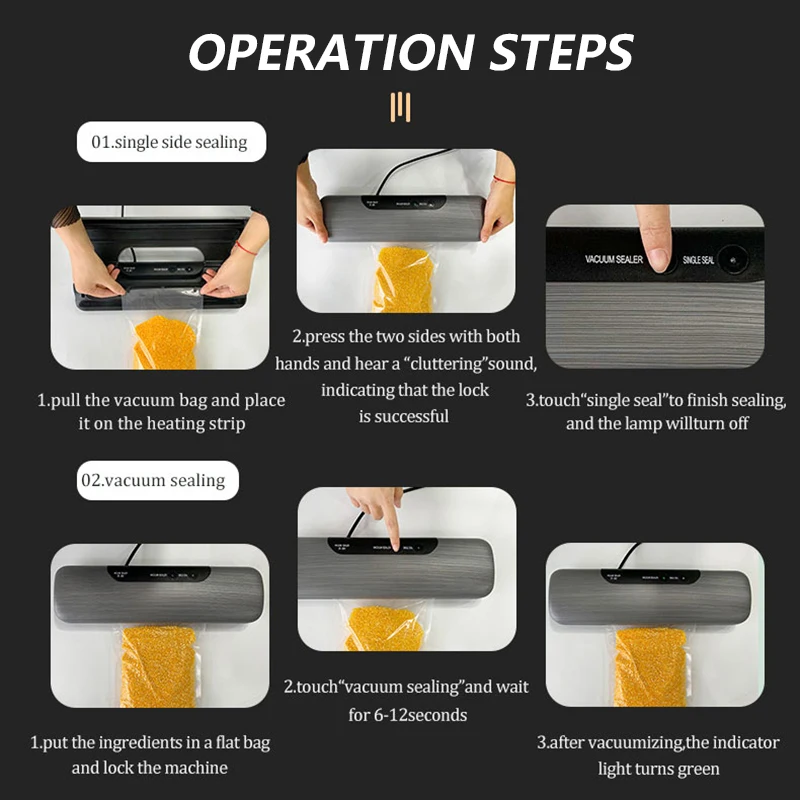 

Kitchen Vacuum Sealer Machine Food Saver 110V 220V Electric Home Xaomi Vacuum Food Sealer Including 10pcs Storage Bags