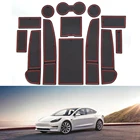 Коврик с отделением для ворот для Tesla Model 3, модель3, 2021, 2022, нескользящий латексный коврик для подстаканника, подушка для интерьера, аксессуары, декоративный коврик для двери