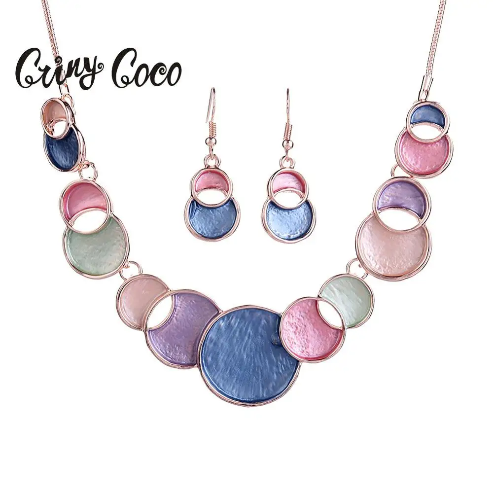 Cring Coco 2019 эмаль геометрический круг массивное ожерелье набор больших длинных