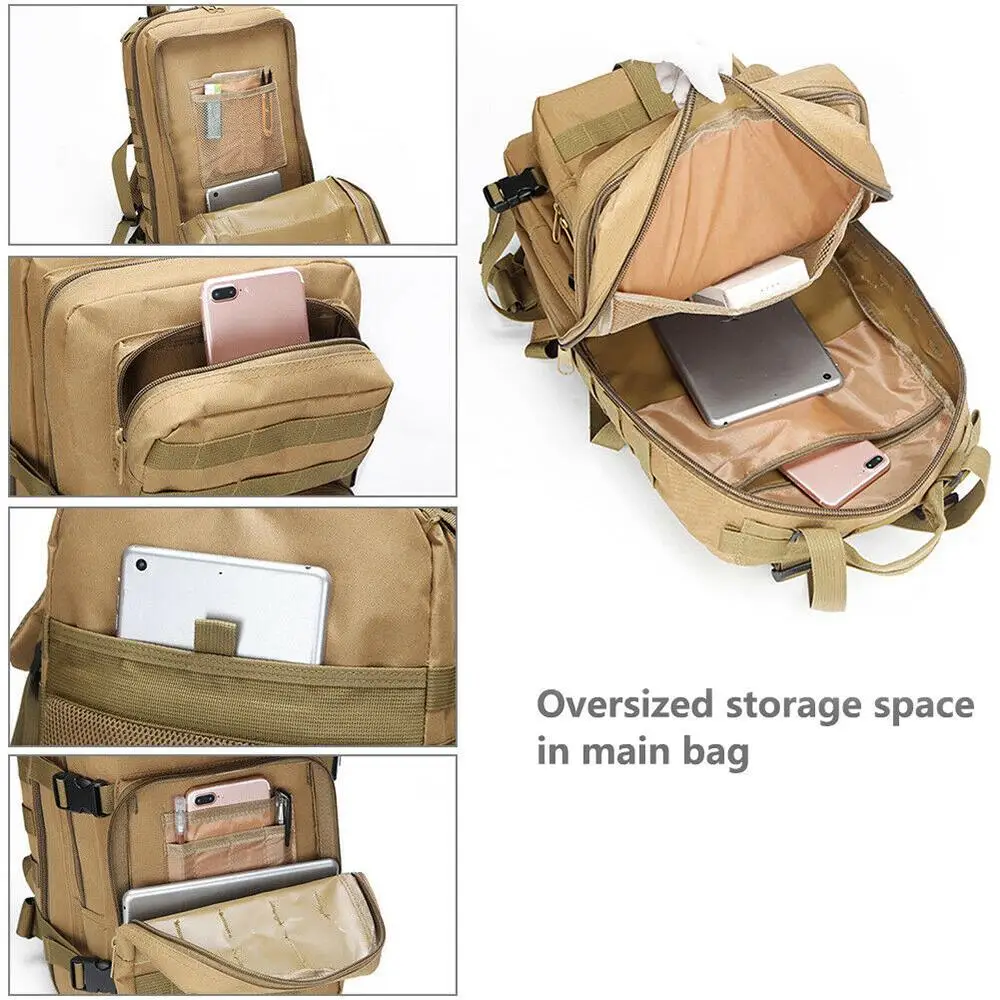 

25/35L 800D Oxford 3P Softback Men Military Tactical Backpack Outdoor Waterproof Bug Rucksack Hiking Camping