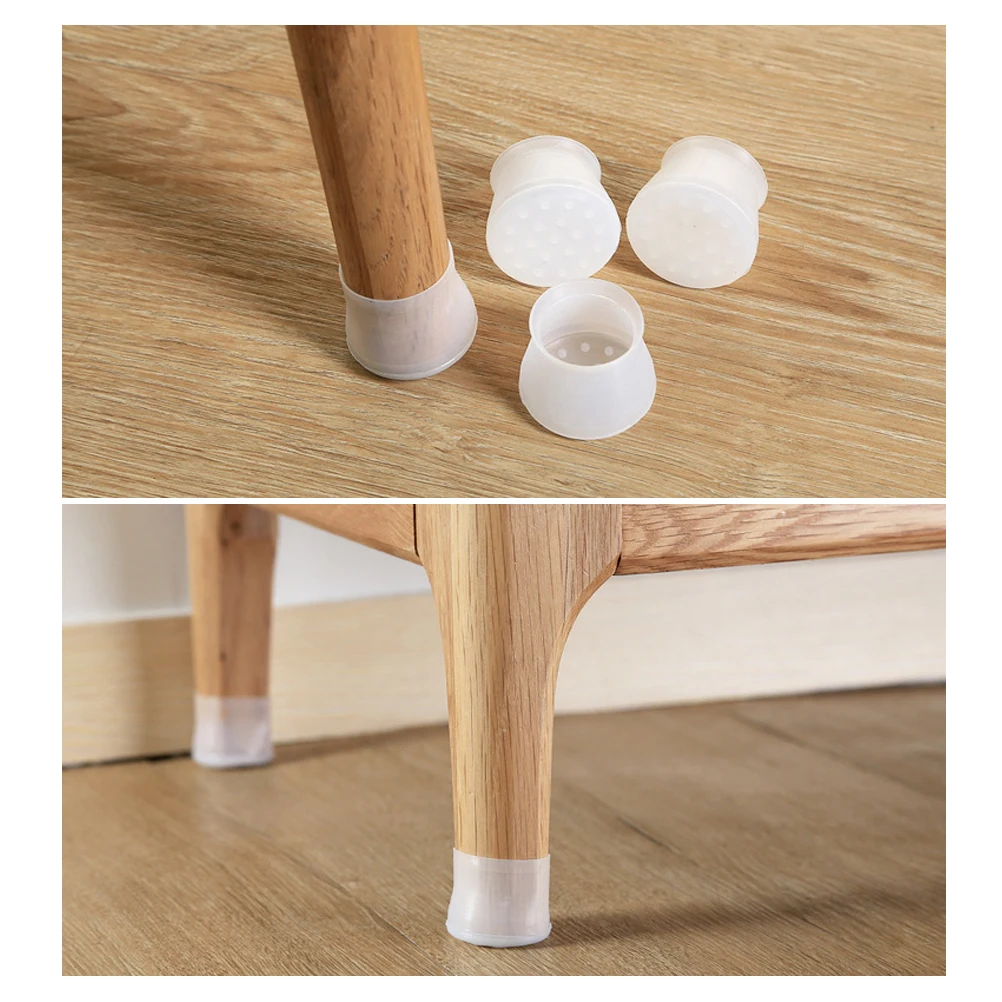 

4 Pcs Dining Table Chair Leg Cover Rubber Non-Slip Protection Pad Furniture Leg Dust Cover Furniture Foot Floor Protection Pad