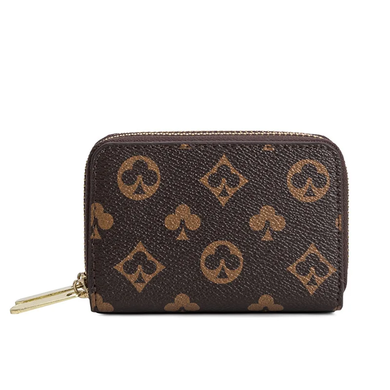 

Card holder Small Zipper Contracted Purse Classical Brown Floral Brand Deisgner card wallet Key Bag Women's Purse Short Wallet
