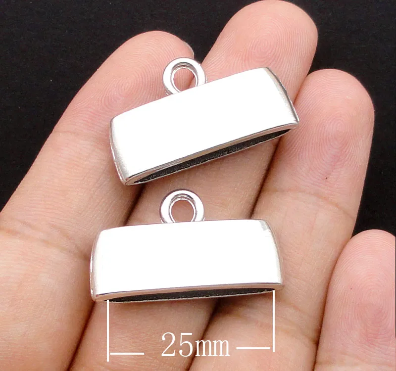 20pcs-Antique Серебро Бронза браслеты с пряжкой застежка лента торцевой Кепки обжимной лента с бисером Crimps 22x16 мм - Цвет: silver 25mm