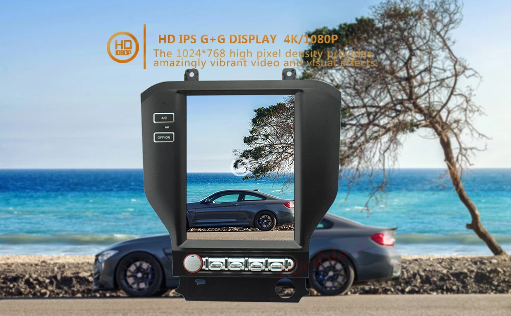 KiriNavi вертикальный экран Tesla style 10,4 ''Android 8,1 автомобильный Радио gps навигатор для Ford Mustang 1 Din DVD Автомобильный плеер