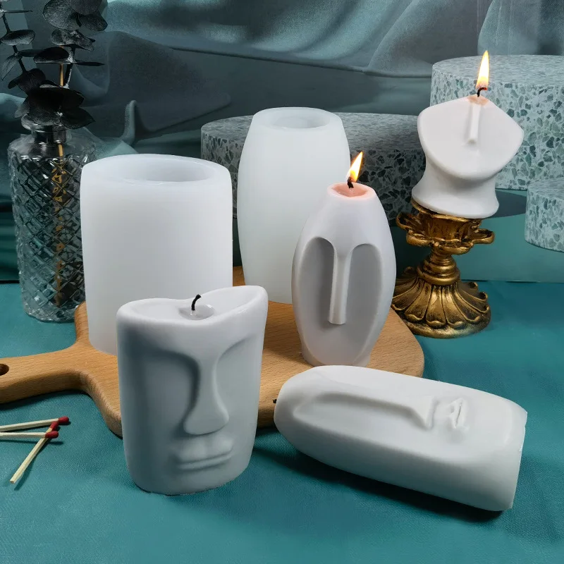 

Easter Island Moai Silicone Candle Mold Nordic Design Face DIY Handmade Aromatherapy Candle Ornaments Portrait Sculpture Mould