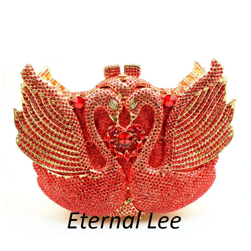

ETERNAL LEE Women Crystal Animal swan shape Evening Bags Ladies Diamond Party Handbag Bridal Wedding Clutch Bag