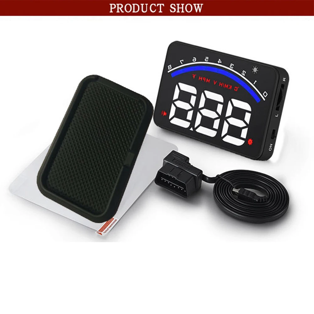 

WIIYII Car Head Up Display OBD2 h Projector Glass Vehicle Auto DigitalCar Driving Data Display Speed RPM Water Temperature HUD