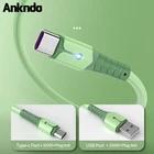 Кабель ANKNDO Usb C, 3 А, кабель для быстрой зарядки телефона, кабель Type C для Samsung, Huawei, Xiaomi, мягкий светящийся Шнур Usb Type-C, шнур для передачи данных