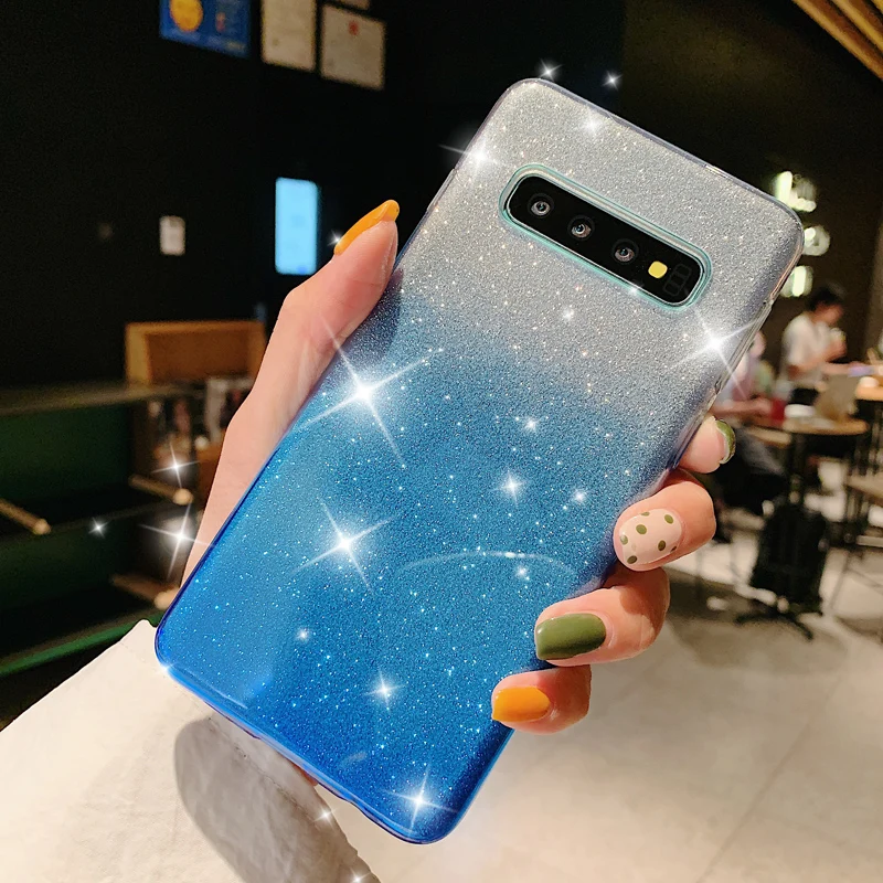 Чехол из ТПУ с градиентными блестками для Samsung Galaxy S7 S8 S9 S10 Plus 5G A10 A20 A30 A40 A50 A70 J4 J6 J8