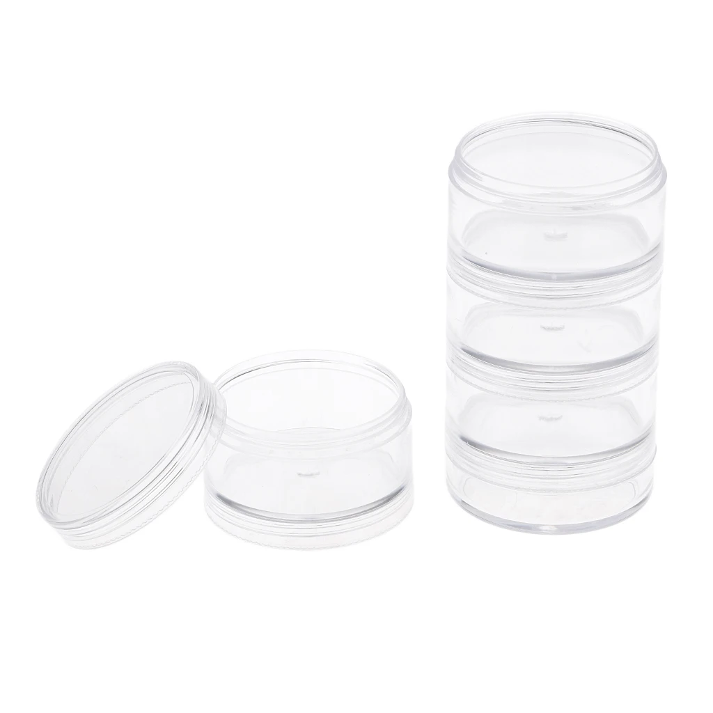 

Transparent Plastic Cosmetic Storage Containers Clear Makeup Stackable Small Jar 5 layer For Beads Crafts Findings Small Items