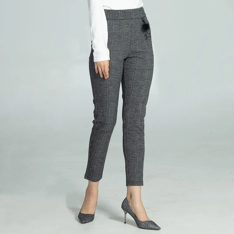 Marwin зимние плотные клетчатые штаны с манжетами в тонкую полоску штаны-колышки