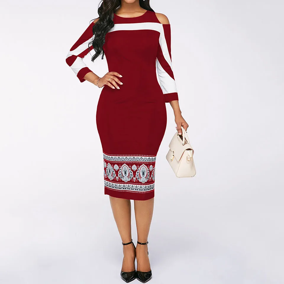 Sisjuly Осень Плюс Размер Сексуальный Bodycon Платье Женщины Черный Офис Элегантный С Плеча Стильный Принт Винтажный Синий Ну Вечеринку Свободного Покроя Миди Платья