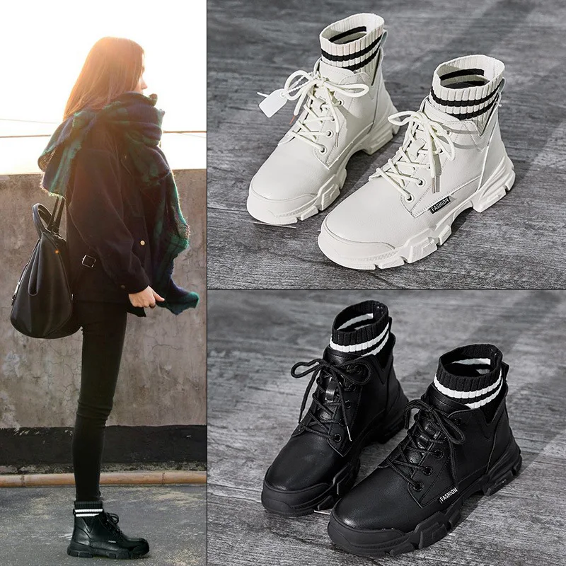 

Koovan Women's Martin Boots Women Shoes Autumn 2020 New Trendy Shoes Sock Shoes For Girls Ankle Boots