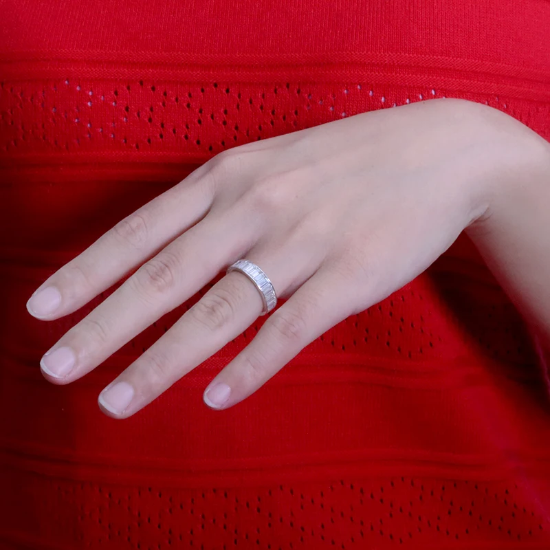 AEAW одноцветное белое золото 18 К Изумрудный багет 2*4 мм широкое Помолвочное кольцо