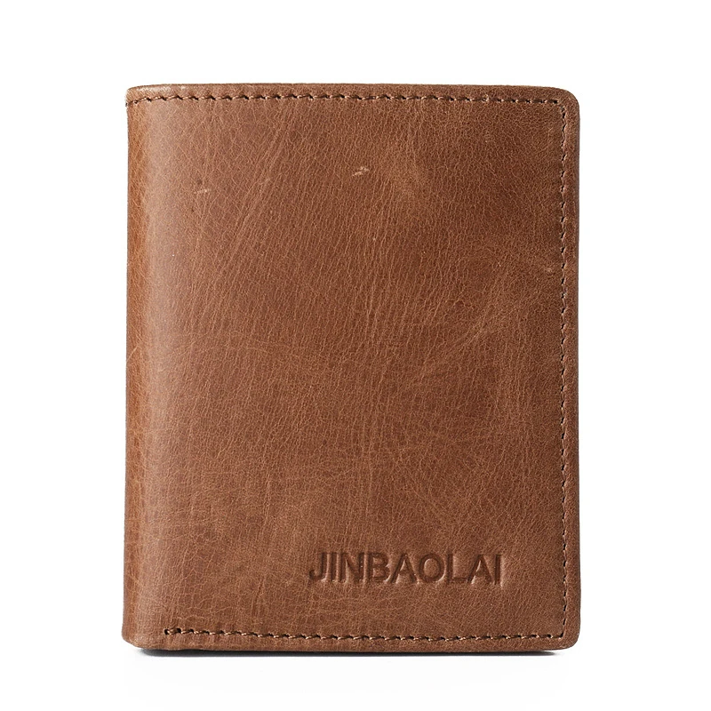 JINBAOLAI Men's Casual New Leather Wallet Custom Retro Cowhide Fan Your Man's Short Gift Free Shipping | Багаж и сумки