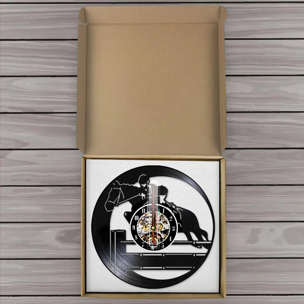 Винтажные настенные часы с виниловой пластиной для конного спорта|Настенные