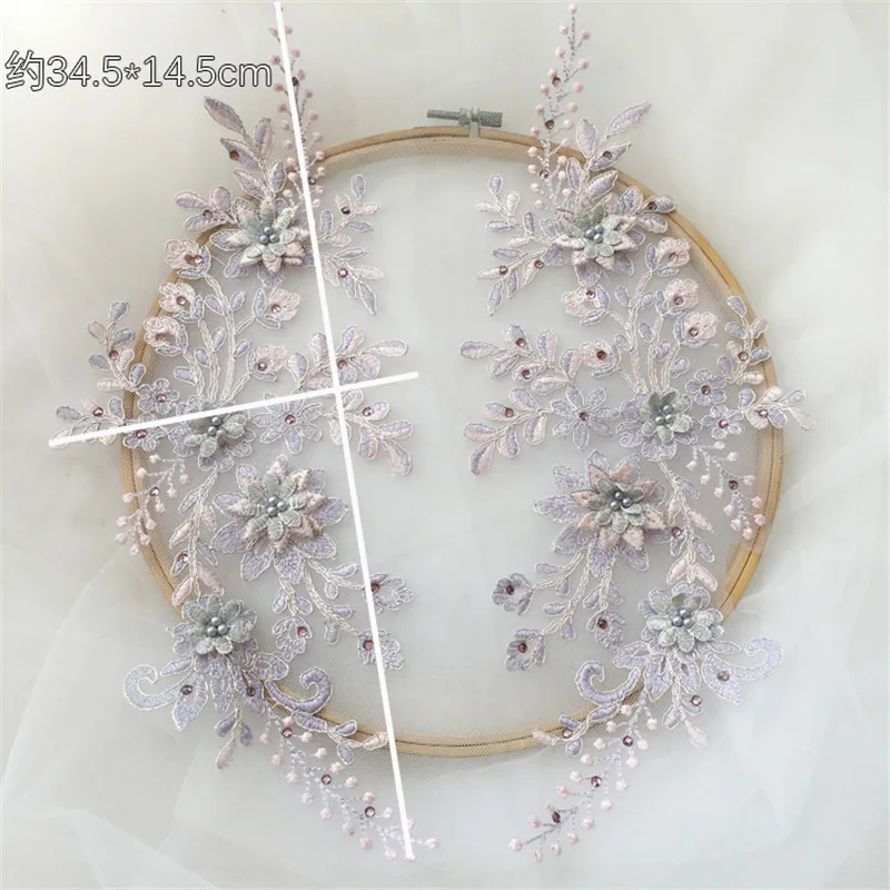 1Pair/2pcs Contrast Color New Metal Wire Cord Lace Pair Flower Patch DIY Wedding Dress Children's Clothing Dance BD0798 | Дом и сад