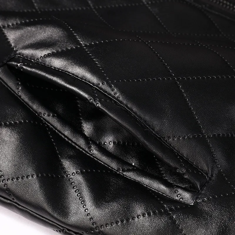 RIINR New Solid Color Winter Men's Pu Jacket Stand Collar Zipper Thick Warm Jackets Man Casual Male Coat US Size S-2XL | Мужская